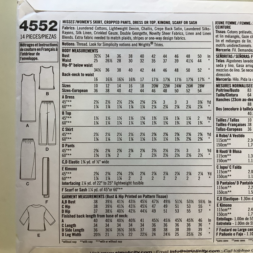 Simplicity 4552 Sewing Pattern - Picture 4 of 4